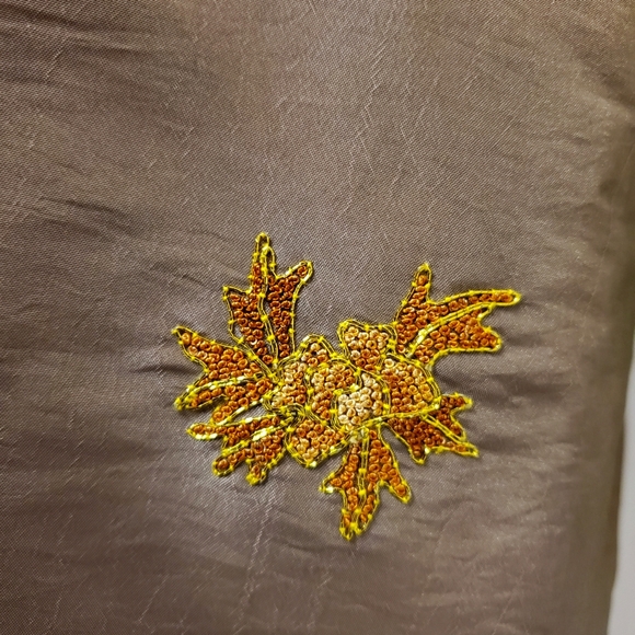 Chinese Tang Suit Jacket Embroidery Women Vintage Gold Taupe Bronze - Picture 8 of 13